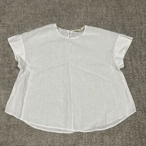 Reistor Top Womens Large 100% Hemp White Short Sleeve Vacation Resort Shirt